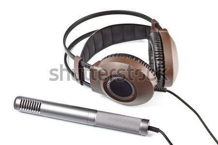 立體聲 頭戴耳機 孤立 白 黑色 棕色 商業照片 © PetrMalyshev