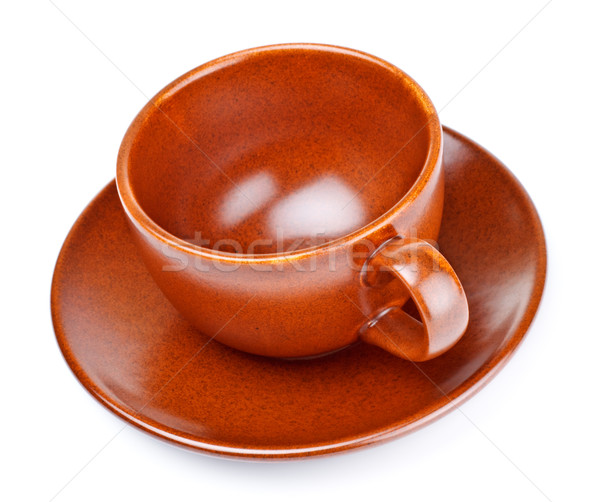 Taza de café platillo aislado blanco vacío cerámica Foto stock © PetrMalyshev