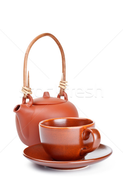 clay kettle and cup Stock photo © PetrMalyshev