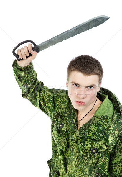 Military Man Attack With Knife Stock photo © PetrMalyshev