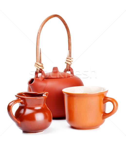 clay kettle and cup Stock photo © PetrMalyshev