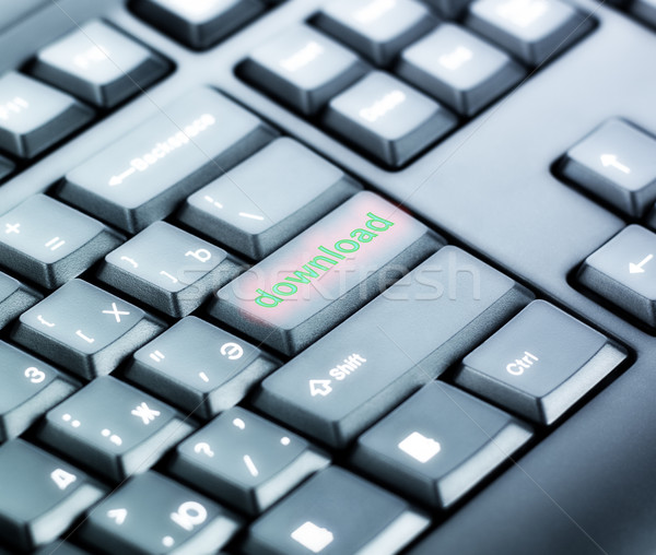 Clavier téléchargement bouton spéciale vert bureau [[stock_photo]] © PetrMalyshev