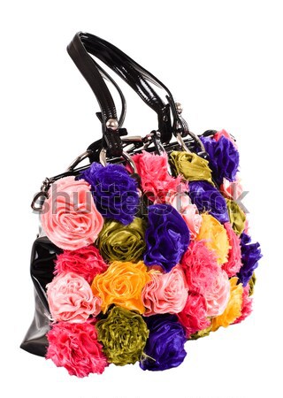 female bag with artificial flowers Stock photo © PetrMalyshev