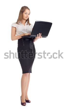Jóvenes mujer de negocios portátil aislado blanco ordenador Foto stock © PetrMalyshev