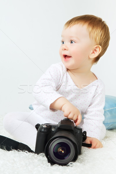 Beautiful Baby With Camera Stock photo © PetrMalyshev