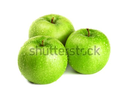 Сток-фото: три · зеленый · яблоки · изолированный · белый · продовольствие