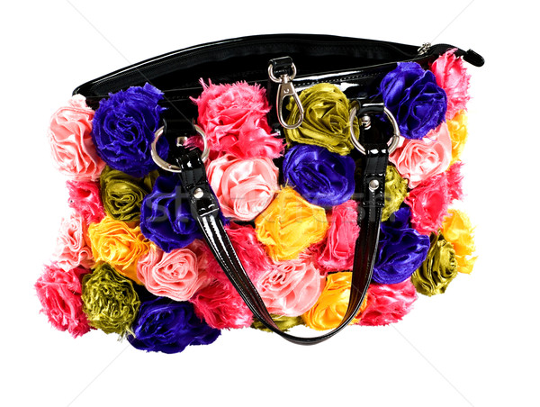 female bag with artificial flowers Stock photo © PetrMalyshev