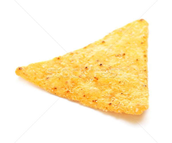 Foto stock: Nachos · chips · mexicano · aislado · blanco · cena