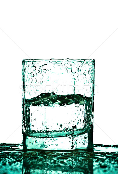 Foto stock: Vidrio · gotas · de · agua · aislado · blanco · gafas · verde