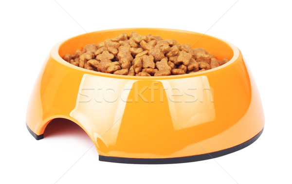 Dry Cat Food In Orange Bowl Stock photo © PetrMalyshev