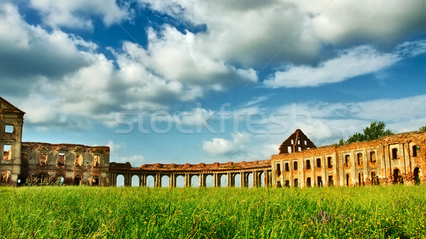 Alten Ruinen Burg Weißrussland Himmel Rahmen Stock foto © PetrMalyshev