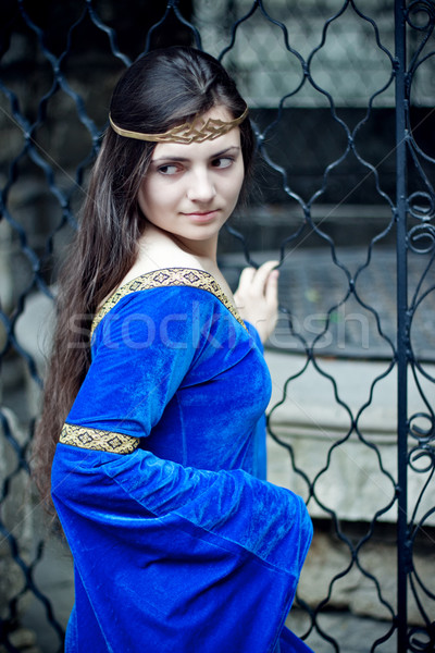 Foto stock: Medieval · belleza · metal · puerta · nina · azul