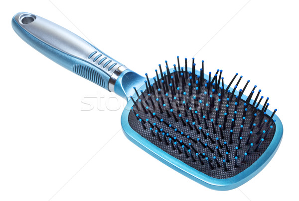 Azul escova de cabelo cabelo escove isolado branco Foto stock © PetrMalyshev