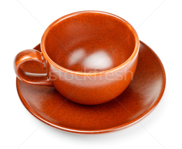 ストックフォト: コーヒーカップ · ソーサー · 孤立した · 白 · 空っぽ · 陶器