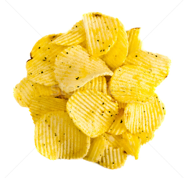 Geel chips geïsoleerd witte goud vet Stockfoto © PetrMalyshev