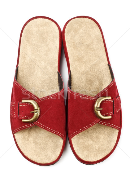 Stockfoto: Rood · slippers · twee · geïsoleerd · witte · foto