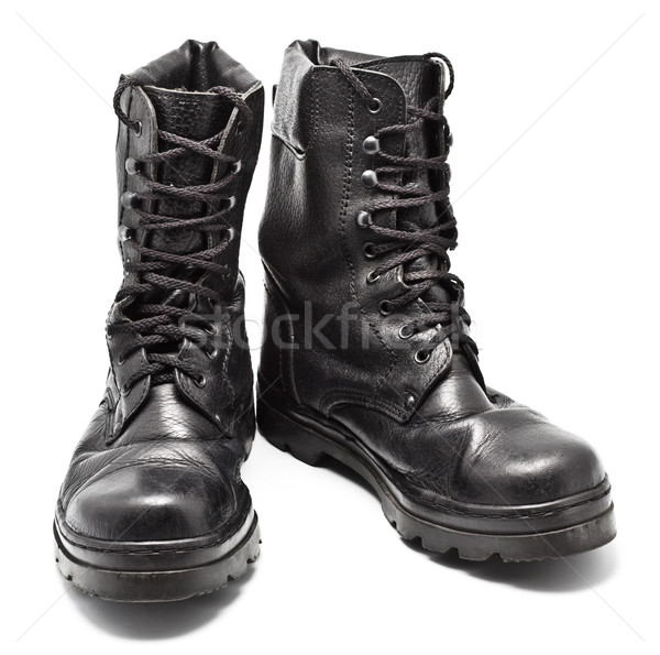 Noir cuir armée bottes isolé blanche [[stock_photo]] © PetrMalyshev