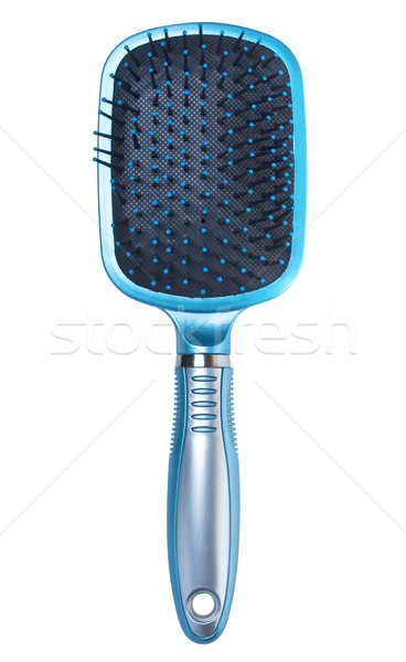 Blau Haarbürste Haar Pinsel isoliert weiß Stock foto © PetrMalyshev