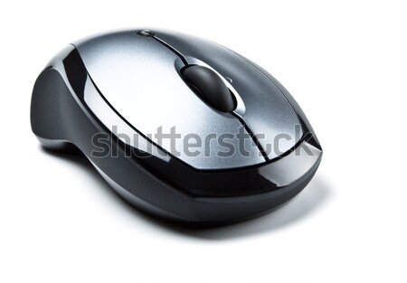 Sem fio mouse de computador cinza mouse fundo preto Foto stock © PetrMalyshev