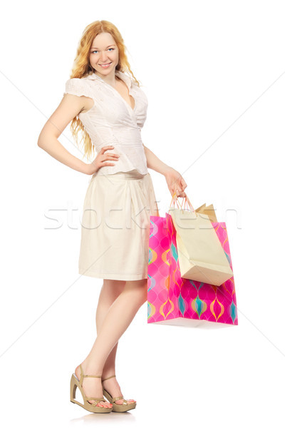 Shopping fille fille heureuse isolé blanche [[stock_photo]] © PetrMalyshev