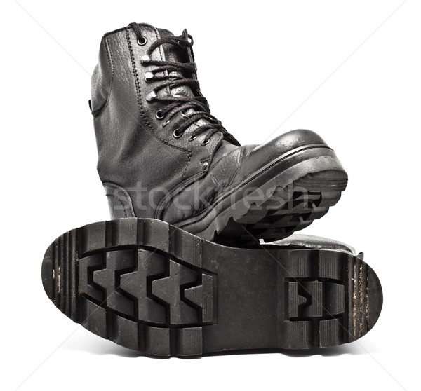 Black Leather Army Boots Stock photo © PetrMalyshev