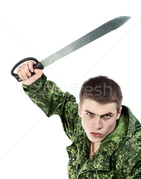 Military Man Attack With Knife Stock photo © PetrMalyshev