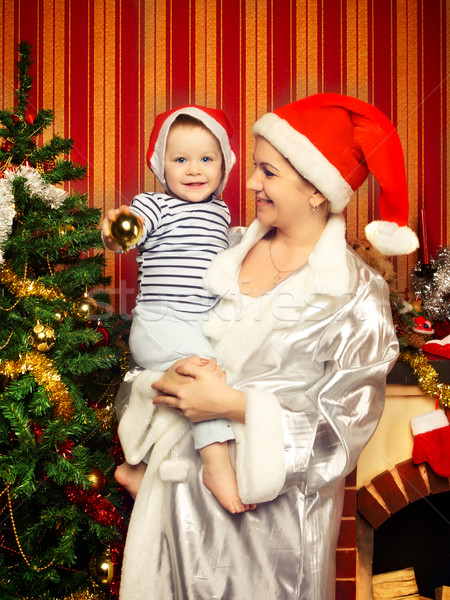 Moeder baby christmas drie permanente volgende Stockfoto © PetrMalyshev