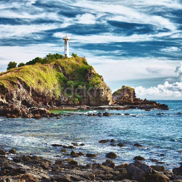 Vuurtoren klif krabi Thailand hemel water Stockfoto © PetrMalyshev