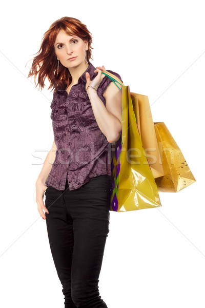 Shopping fille fille heureuse isolé blanche [[stock_photo]] © PetrMalyshev