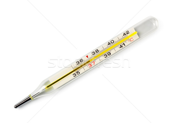 Zdjęcia stock: Termometr · niebezpieczeństwo · temperatura · odizolowany · biały · podpisania