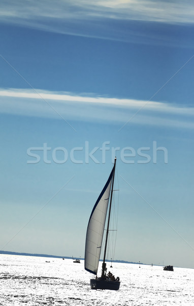 Klein jacht zee blauwe hemel sport zomer Stockfoto © PetrMalyshev