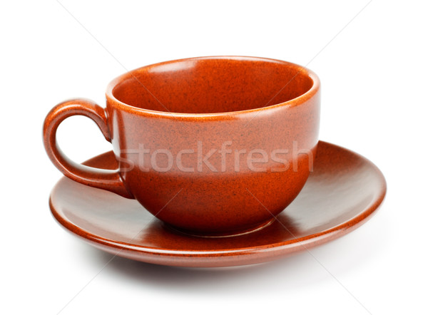 Foto stock: Taza · de · café · platillo · aislado · blanco · vacío · cerámica