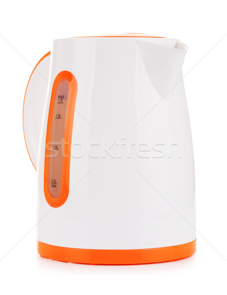 Plastikowe elektryczne czajnik odizolowany biały pomarańczowy Zdjęcia stock © PetrMalyshev