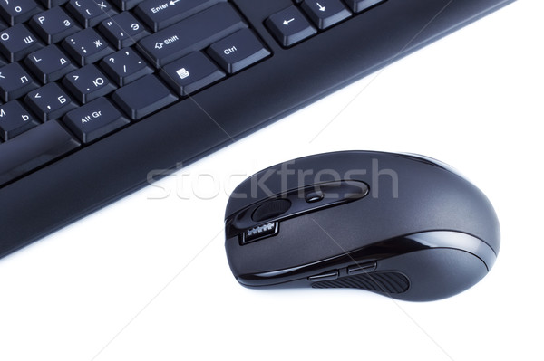 Teclado mouse sem fio computador fundo preto Foto stock © PetrMalyshev