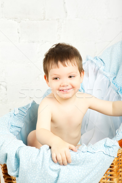 çocuk beşik komik erkek mutlu gülen Stok fotoğraf © PetrMalyshev