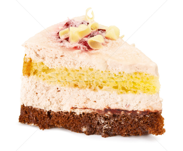 Torta friss krém izolált fehér születésnap Stock fotó © PetrMalyshev
