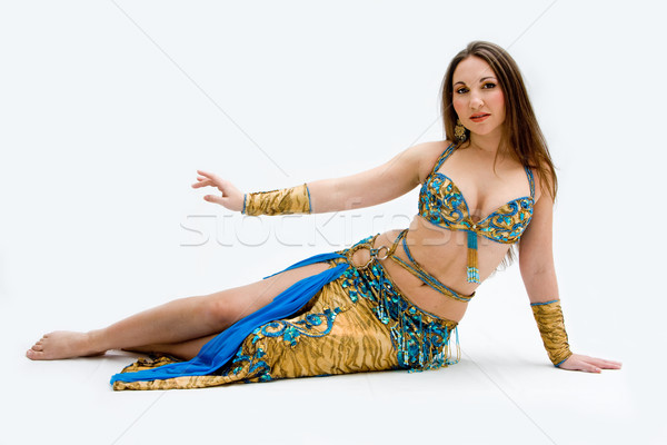 肚 舞蹈家 藍色 美麗 鋪設 地板 商業照片 © phakimata