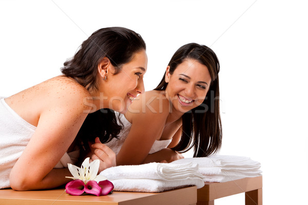 Nők szórakozás fürdő kettő gyönyörű barátok Stock fotó © phakimata