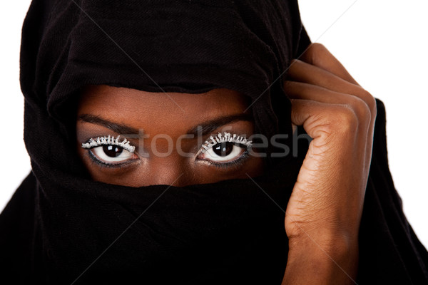 女 面對 黑色 圍巾 美麗 顯示 商業照片 © phakimata
