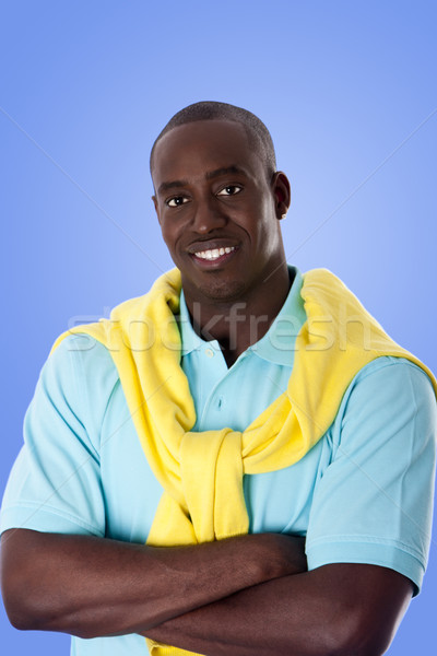 Boldog afroamerikai üzletember jóképű vállalati keresztbe tett kar Stock fotó © phakimata