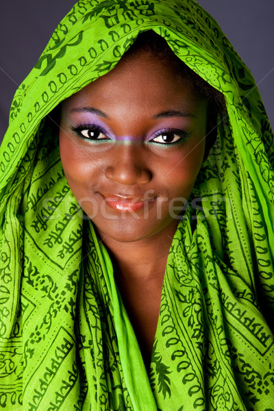 Foto stock: Sonriendo · África · mujer · cara · inocente · hermosa