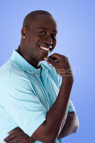 Stockfoto: Gelukkig · afro-amerikaanse · zakenman · knap · corporate · glimlachend