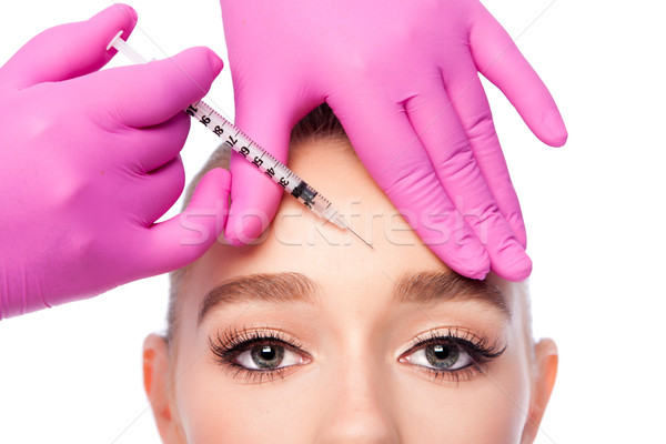 Beauty Forehead frown wrinkle injection Stock photo © phakimata