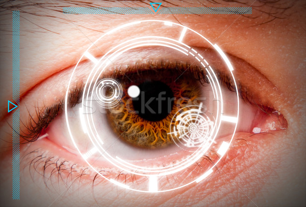 Stockfoto: Iris · scannen · veiligheid · futuristische · oog · hoog