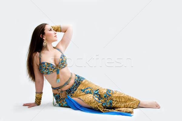 肚 舞蹈家 藍色 美麗 鋪設 地板 商業照片 © phakimata