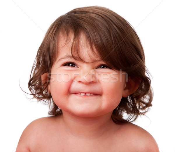 Funny happy baby toddler face Stock photo © phakimata