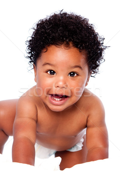 Happy smiling cute adorable baby crawling Stock photo © phakimata