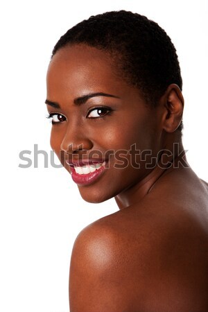Felice sorridere african donna bella denti Foto d'archivio © phakimata