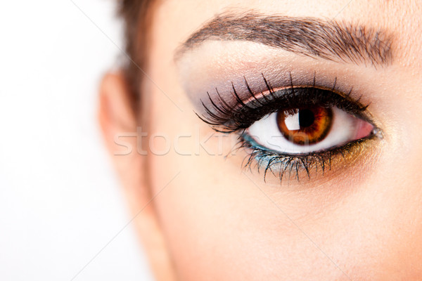 Stock foto: Wachsam · Auge · Mode · schönen · weiblichen · braun