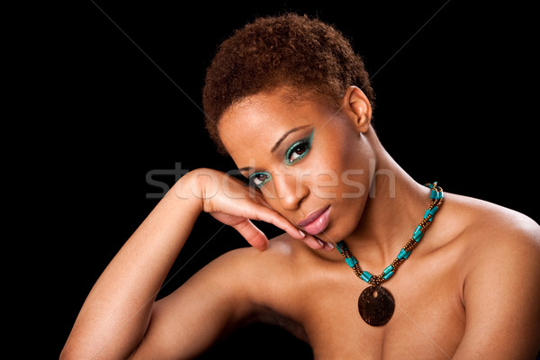 Stock fotó: Arc · gyönyörű · afrikai · nő · afroamerikai · női